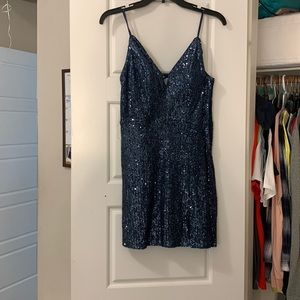dark blue sequence dress (padded) great condition only worn once
